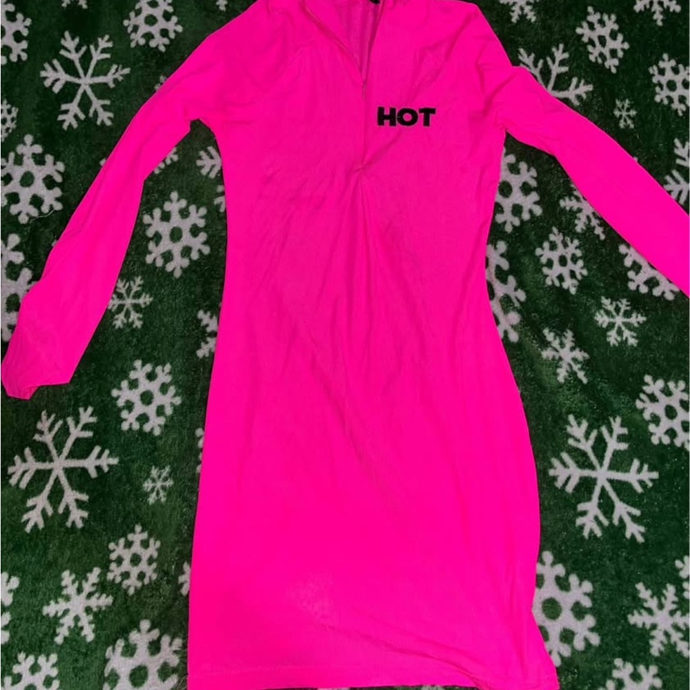 Hot Pink Long Sleeve Dress